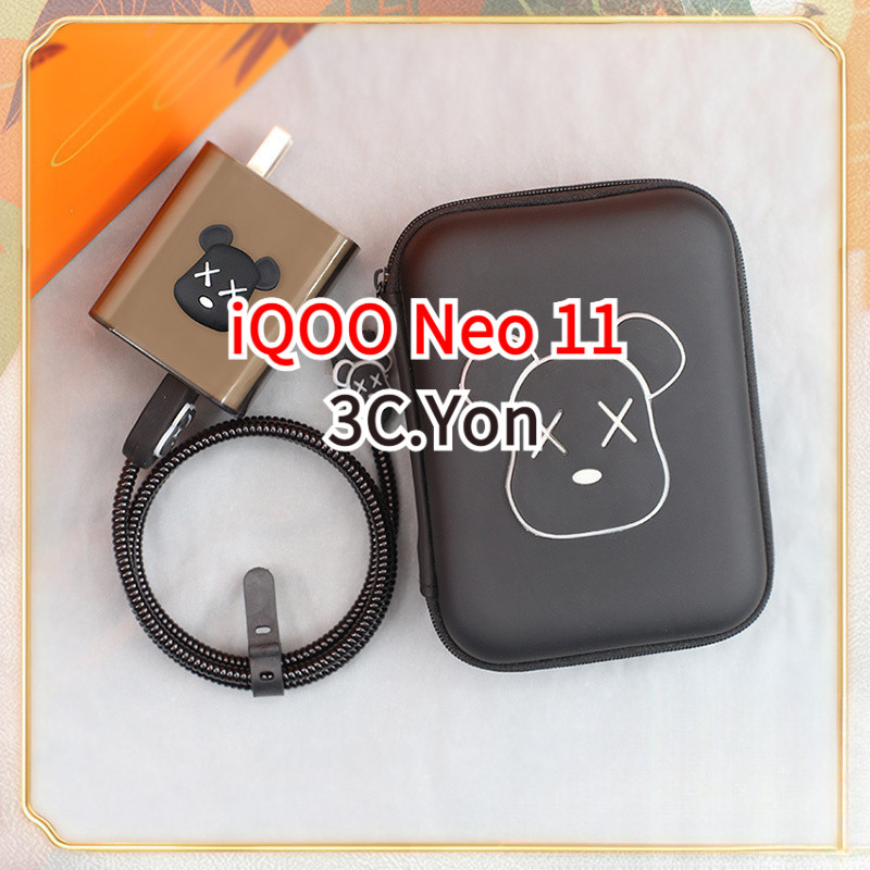IQOO Neo 11 Charger Protector 100W พร้อมกระเป๋าเก็บ Vivo Neo11 Anti-Breaking สาย TYPE C to TYPE C Winder Charger ฝาครอบเชือกนุ่มการ์ตูน