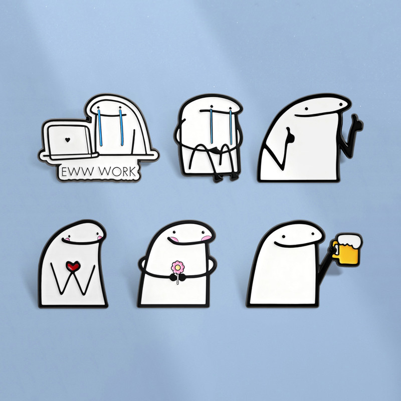 เข็มกลัดการ์ตูนมีมสเปน ลายเส้นน่ารัก พิมพ์เคลือบ สำหรับเสื้อผ้าและของขวัญเพื่อน