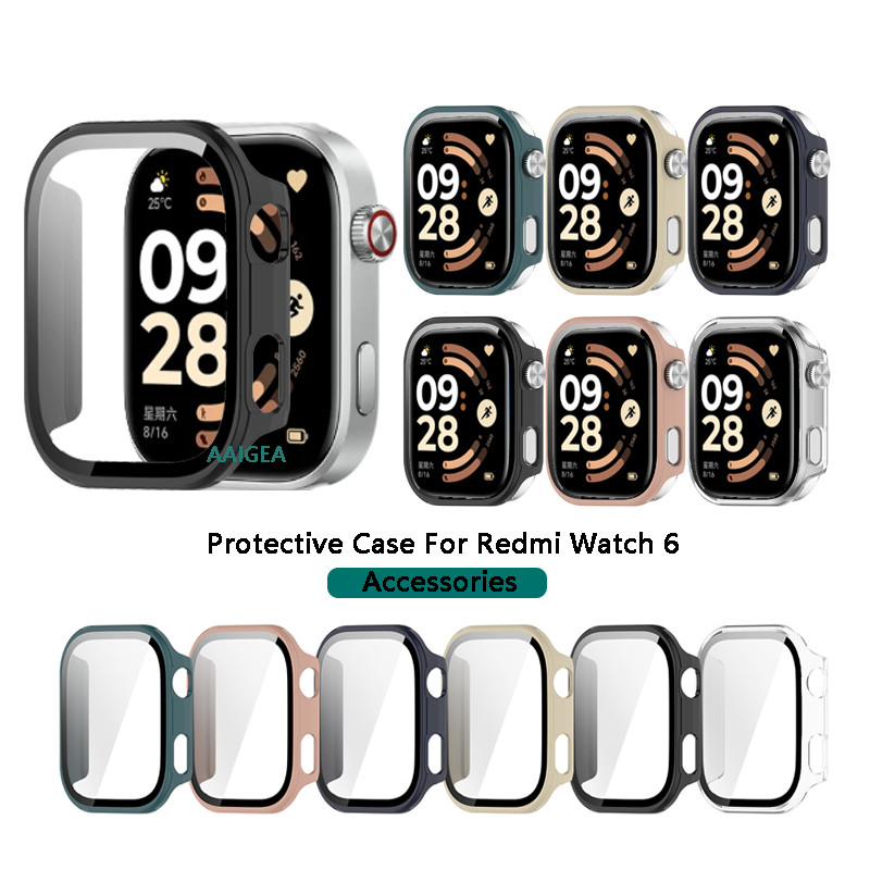 เคสป้องกันเต็มรูปแบบสําหรับ Redmi Watch 6 เคสป้องกันหน้าจอ pc 2in1 Shell + ฟิล์มกระจกนิรภัย