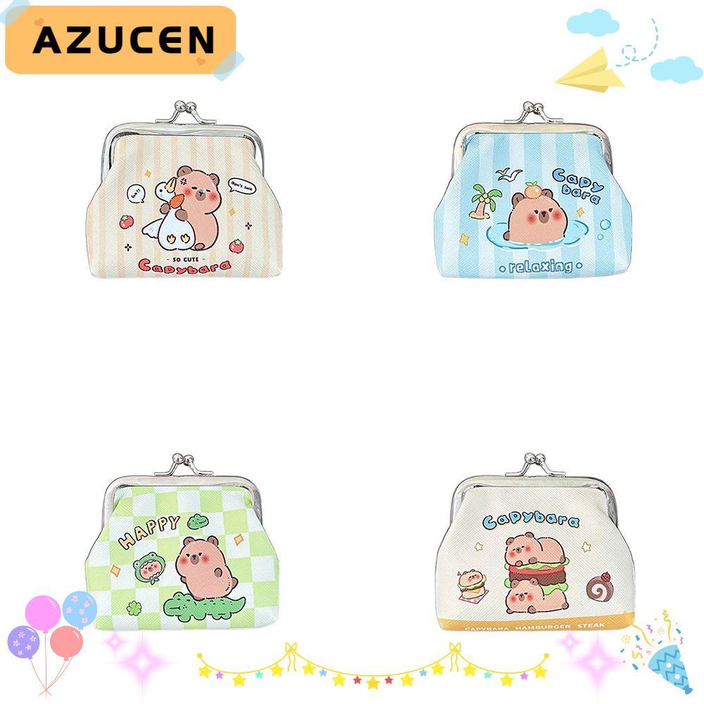 AZUCEN Capybara กระเป๋าใส่เหรียญการ์ตูน พลาสติกคุณภาพดี น้ำหนักเบาทองสำหรับใส่เหรียญและบัตร
