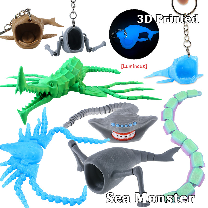 Cuero Toy Sea Monster El Gran Maja Brickleback Model Collection 3D Bloop พวงกุญแจ Pendent ของขวัญ