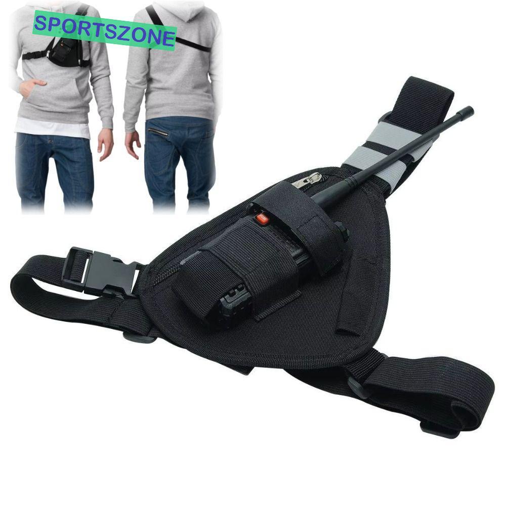 Sportszone Universal Vest Rig สีดำ สำหรับ Walkie Talkie และ Interphone พร้อมกระเป๋าคาดหน้าอก BF-888S