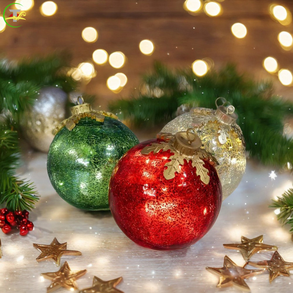 Snowflake Frosted LED-Lighted Glass Globes แบตเตอรี่ขับเคลื่อน Light-Up Xmas Globes สําหรับฤดูกาลวัน