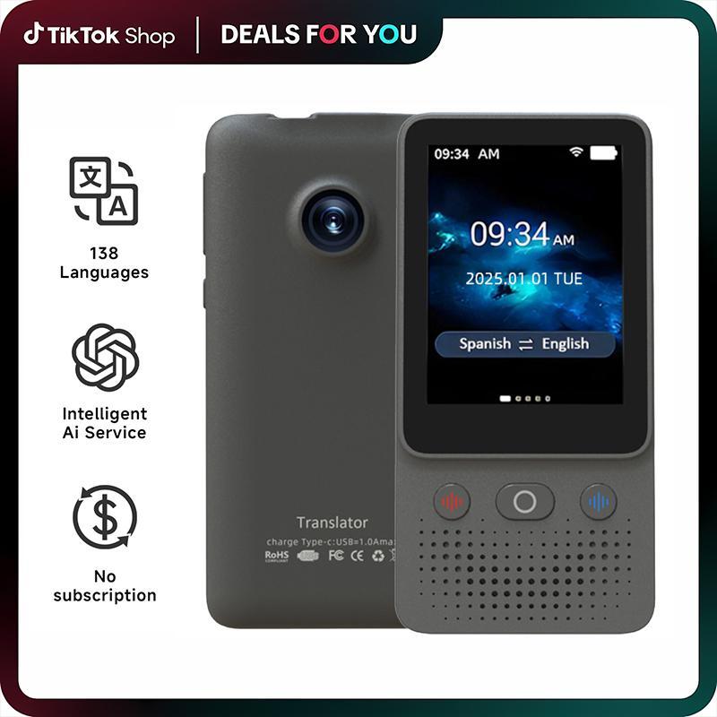 อุปกรณ์แปลภาษา AI T21 | 138 ภาษา แปลเสียงและภาพแบบเรียลไทม์ | โหมดออฟไลน์และหน้าจอสัมผัส | เหมาะสําห