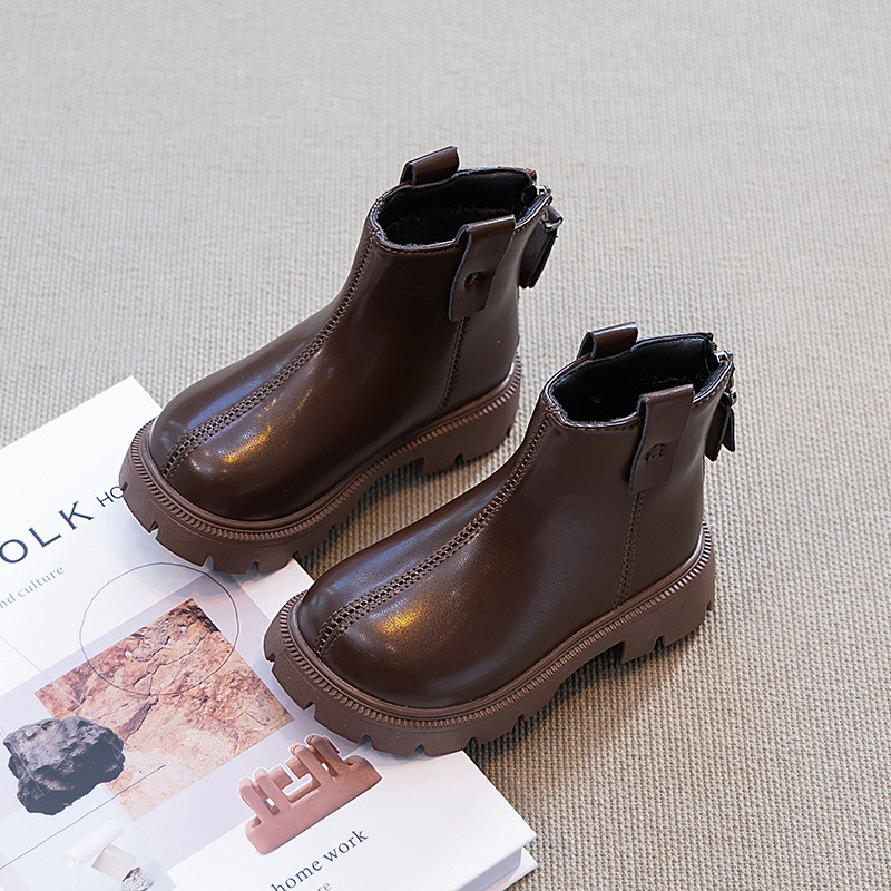 รองเท้าแฟชั่นฤดูใบไม้ร่วงสำหรับเด็กหญิง แบบมาร์ติน หนังแท้ พร้อมสต็อก - รูปที่ 5