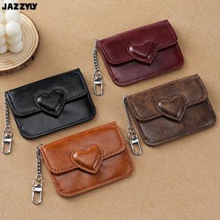 JAZZYLY กระเป๋าเงินบัตรทรงหัวใจขนาดเล็ก, หนังPUสำหรับเก็บบัต…