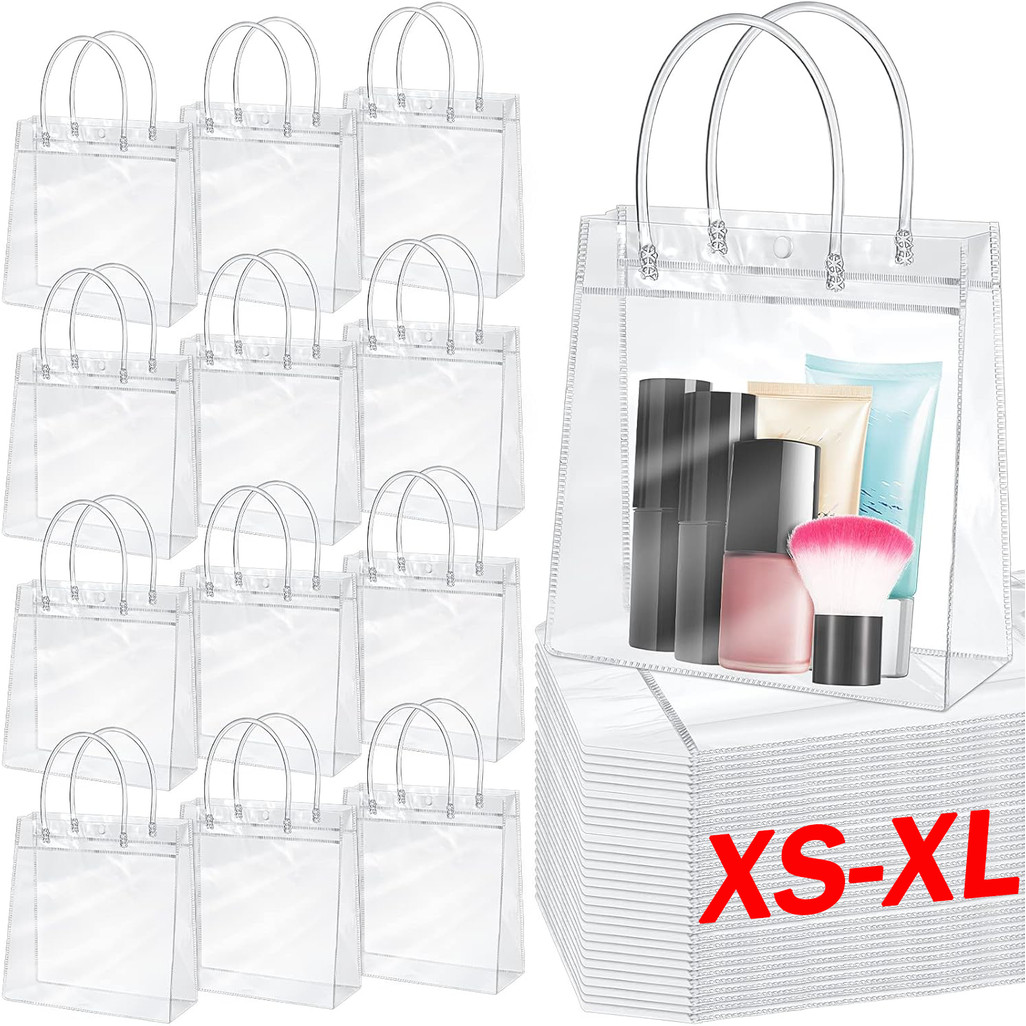 กระเป๋าโปรดปรานปาร์ตี้พลาสติกใส / กระเป๋า PVC Tote Goodie แบบใช้ซ้ําได้ / ถุงของขวัญใสพร้อมที่จับ