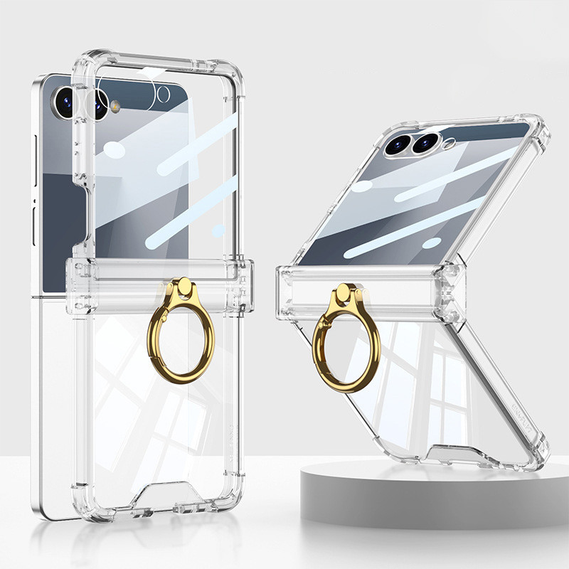 สําหรับเคสโทรศัพท์ Samsung Galaxy Flip 7, Flip 7 ถุงลมนิรภัยแหวนยึดปลอกโปร่งใส Flip 7 เคสกันกระแทก - รูปที่ 3