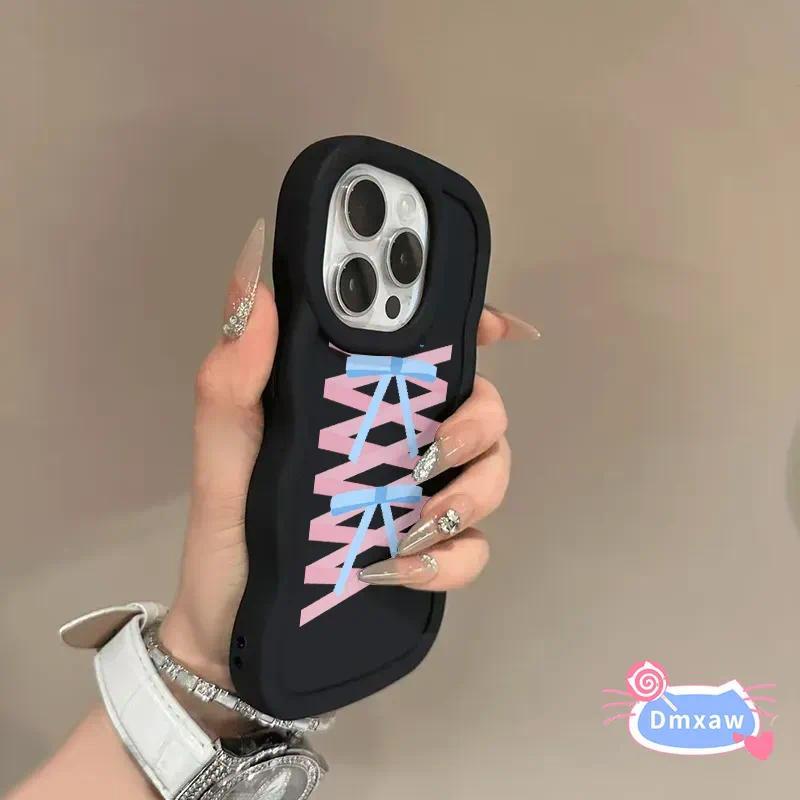 Girly สไตล์โบว์ 3D Wave เคสโทรศัพท์สําหรับ Realme Narzo N65 N63 N55 N53 70 70X 60 Pro 60X 50 50A 50i