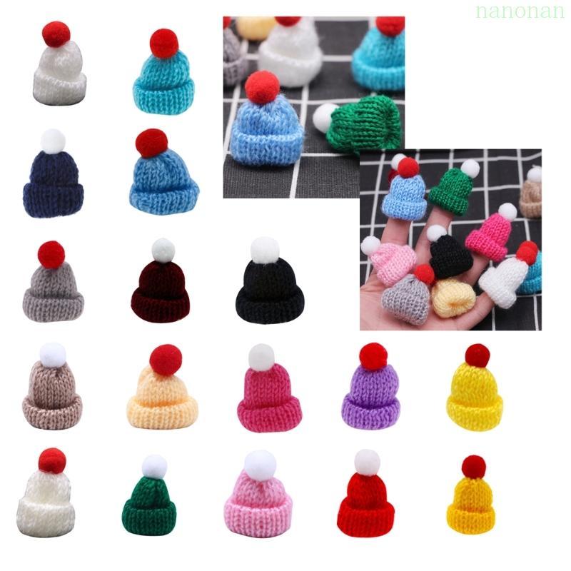 Nan Bundle 10 หมวกถักนิตติ้งขนาดเล็กอุปกรณ์เสริมเสื้อผ้า DIY บ้านตกแต่ง