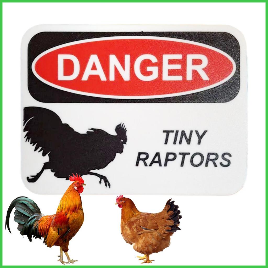 Caution Tiny Raptors Sign Hen Warning Sign 3D พิมพ์แปลกตลกคําเตือนไก่ Raptors ตกแต่งสําหรับ smbph