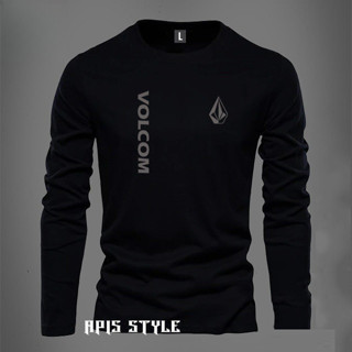 VOLCOM โวลคอม เสื้อยืดแขนยาวโลโก้เงิน ระบายอากาศแห้งเร็ว สไต…