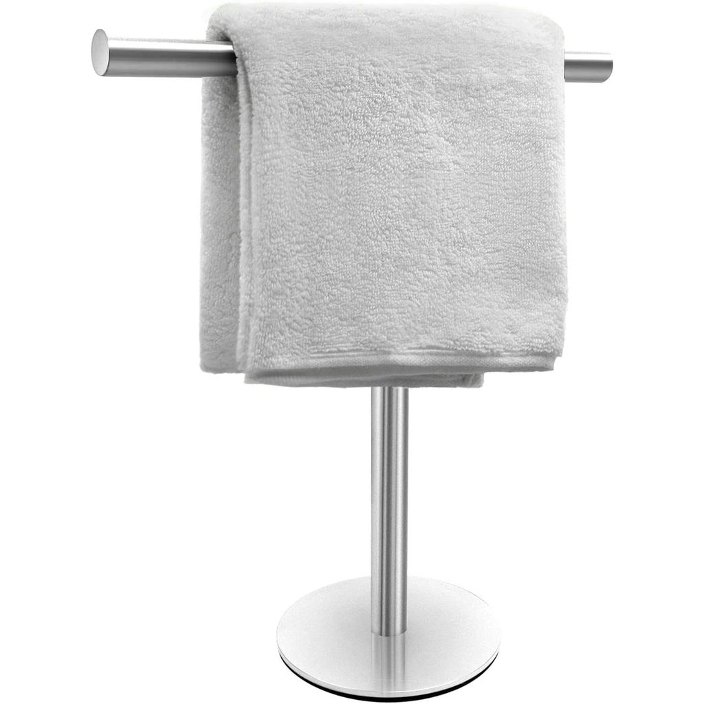 Bath Hand Towel Holder Stand for Bathroom Vanity Counter Brushed Finish T-Shape Towel Bar Rack Stand