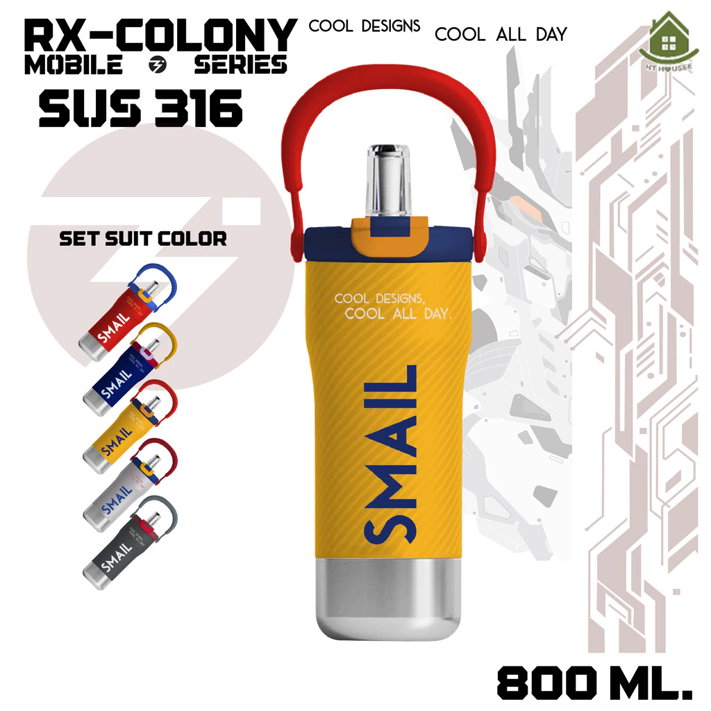 SMAIL แก้วน้ำสแตนเลส 316 ความจุ 800ML รุ่น RX-COLONY MOBILE SERIES แก้วเก็บความเย็น หลอดกรองในตัว ฝาล็อกแน่น พกสะดวก