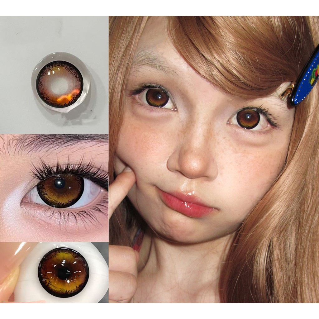 (1 คู่)FMGUAN ยี่ห้อ Serltyca ,BIG SIZE,14.50mm,Gdia:13.9mm,(เกรด 0-8) คอนแทคเลนส์ 6 เดือนใช้(สีน้ําตาล)