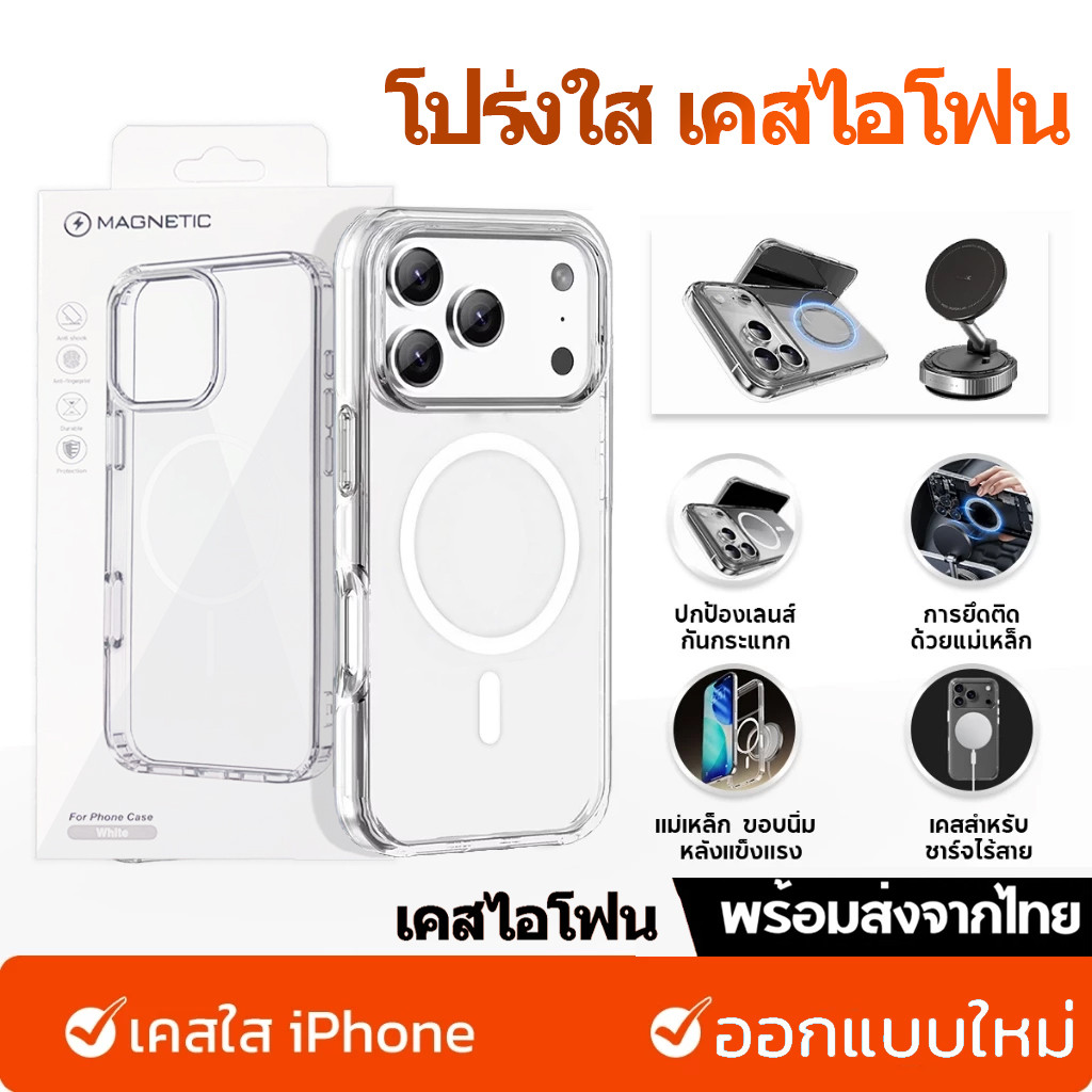 เคสใสกันกระแทก แม่เหล็กเคสสําหรับไอโฟน11 สำหรับIPhone 17 14 13 125 pro max 7 plus โปร่งใส เกราะกันกระแทก สำหรับไอโฟน#046