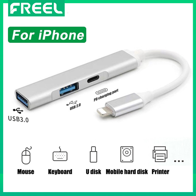 Lightning Hub USB 3.0 Hub Splitter OTG Fast Charging Adapter สําหรับ iPhone