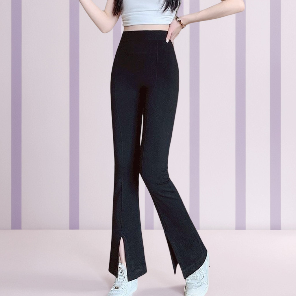 เลกกิ้งขาม้า ผู้หญิง ผ้ายืดตามสัดส่วน หน้าผ้าตีเกล็ด ช่วยเก็บพุง ใส่สบาย