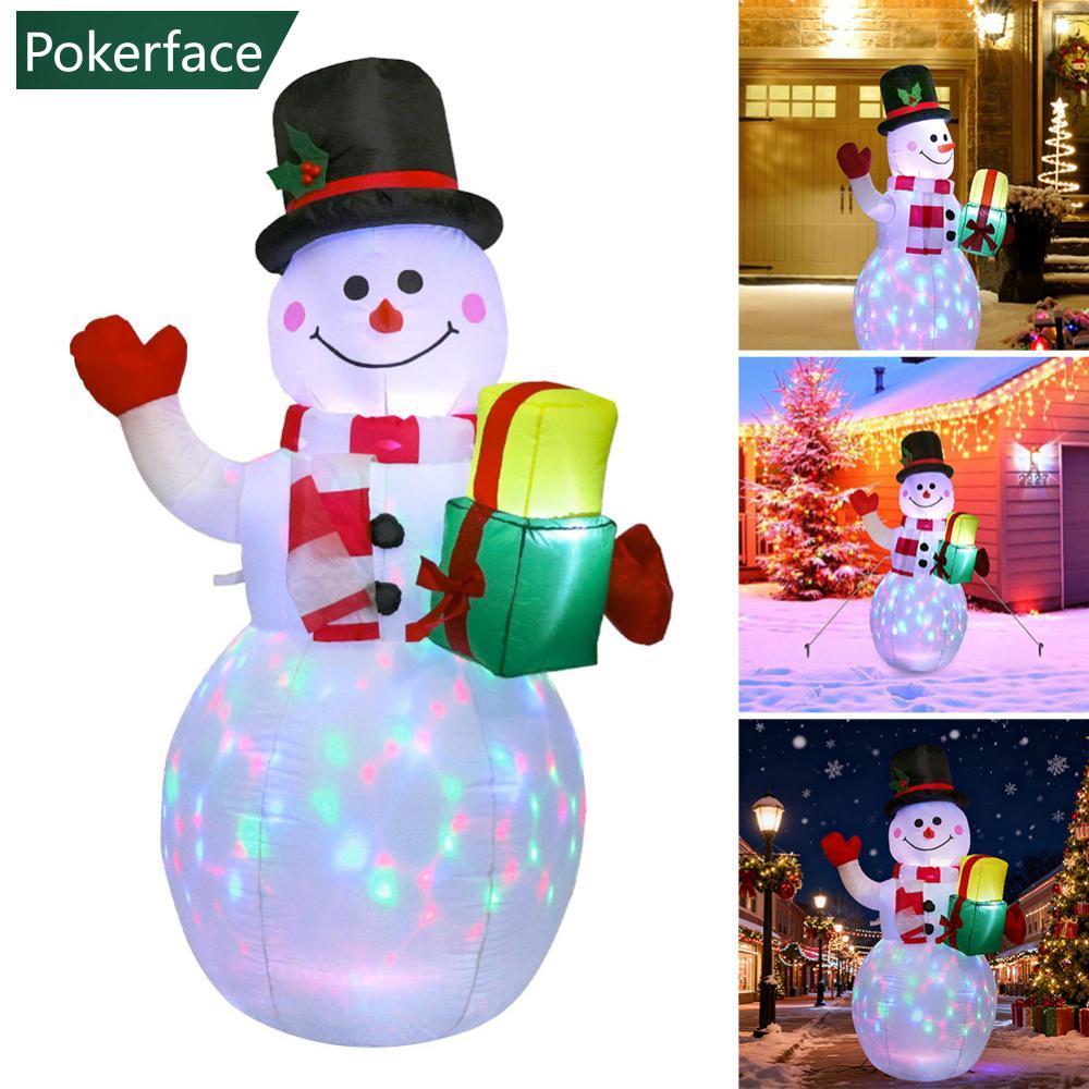 POKERFACE 1.5M คริสต์มาส Inflatable ชุด EU/US/UK/AU Santa Snowman LED Air Blown รูปกันน้ํากลางแจ้งสว