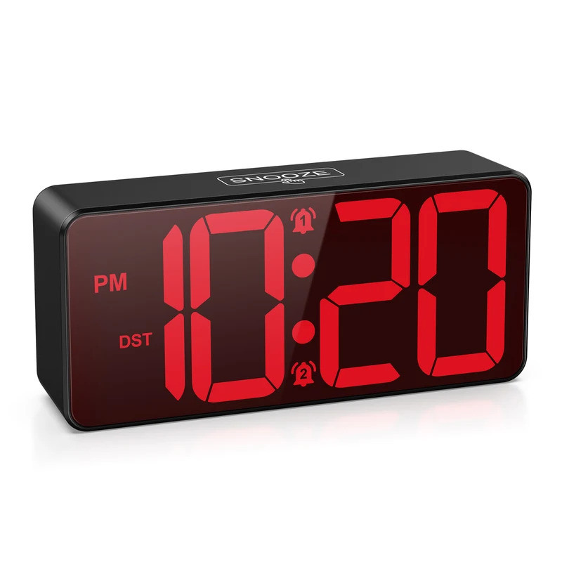 ORIA Digital Alarm Clock Battery Powered LED Alarm Clock Large Display Small Clock With Dual Alarm，D