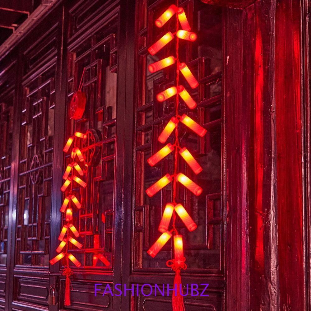 Fashionhubz ประทัดอิเล็กทรอนิกส์จีน, 1.2M 30LED ประทัดจําลอง, สวนสายประทัดพลาสติกตกแต่งสีแดงสร้างสรรค์
