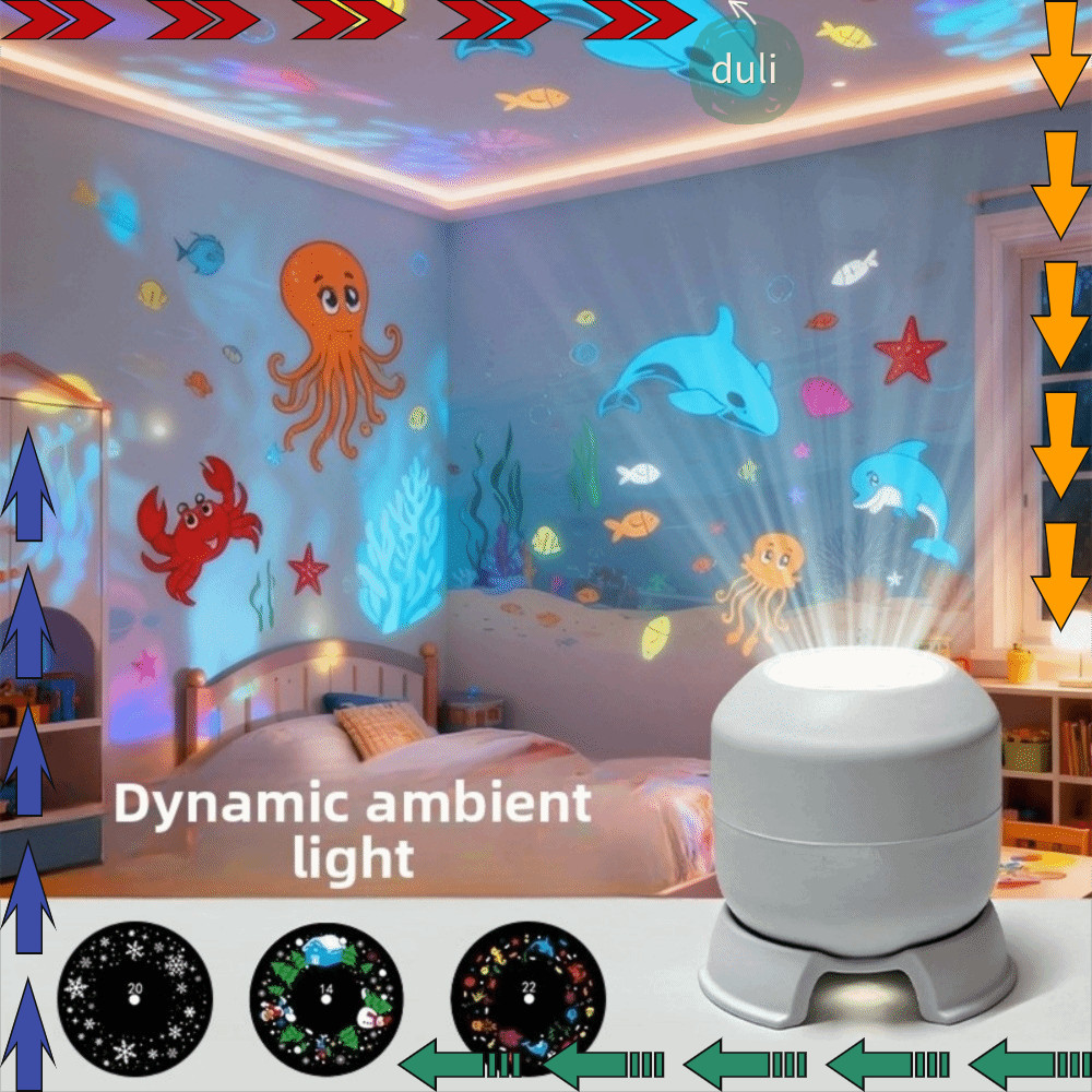 DUILIAN โปรเจคเตอร์คริสต์มาส, USB Powered ปรับคริสต์มาส LED Night Light, Snowflake ความสว่างสูงรูปแบบบรรยากาศโคมไฟสําหรับตกแต่งคริสต์มาส