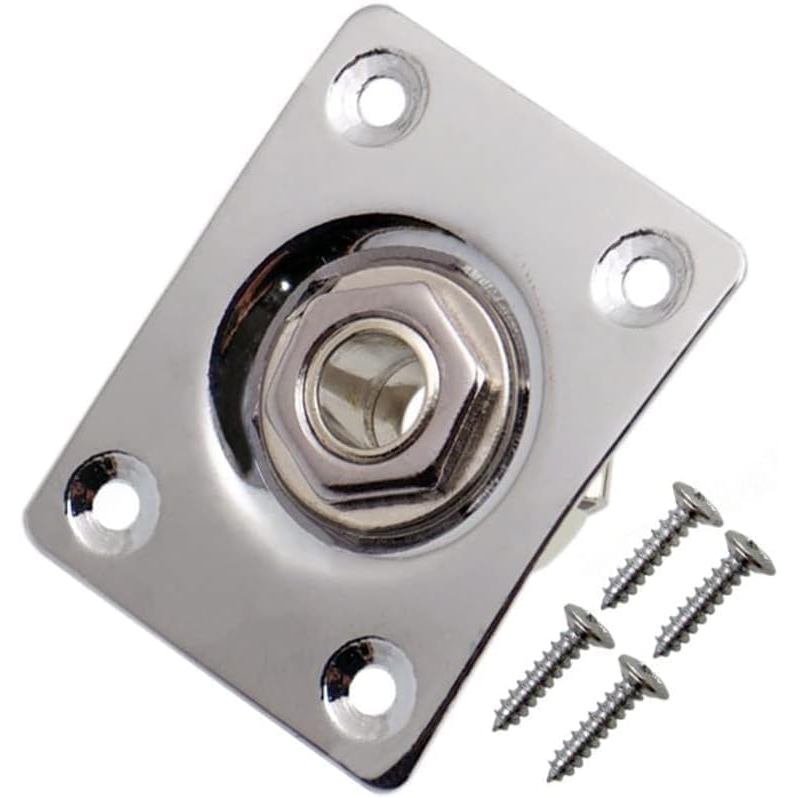 JD.Moon Square Metal 1/4 Output Jack Plate Input Jack Socket for Electric Guitar Bass (โครเมียม)
