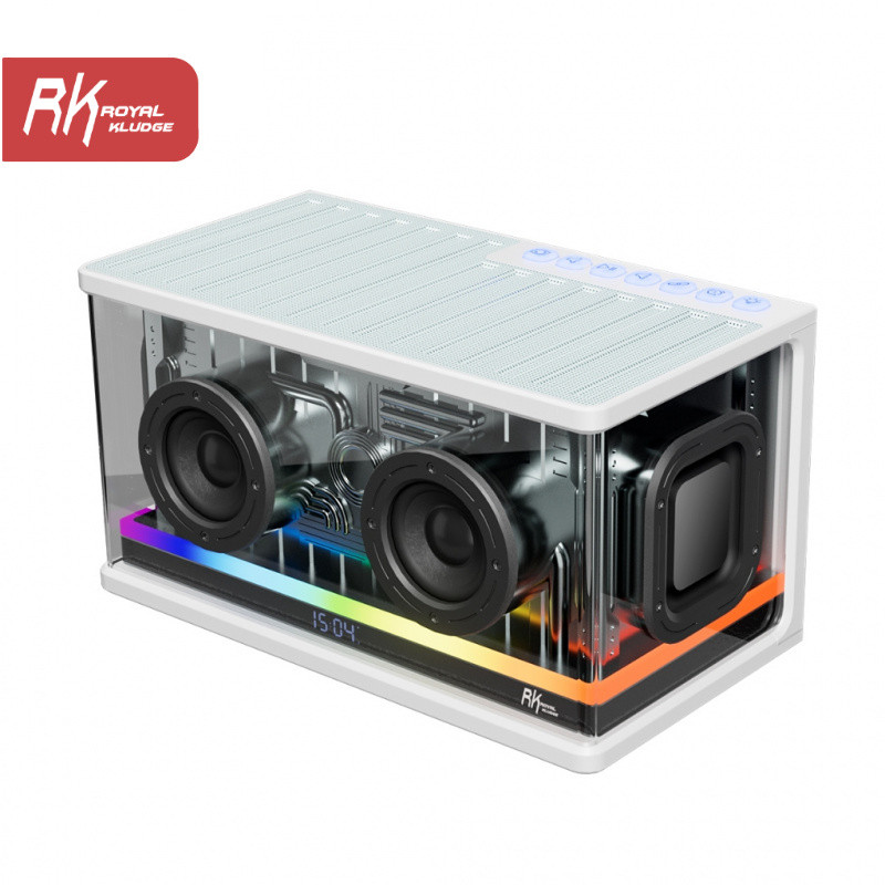 Royal Kludge RK SH100 ปุ่มมัลติฟังก์ชั่น RGB สีขาว Tws ลําโพงบลูทูธสี่โหมด