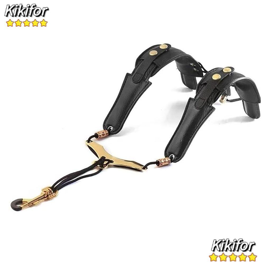 KIKIFOR Sax สายคล้องไหล่, อุปกรณ์เครื่องดนตรี Universal Sax สายคล้องคอ, หนัง PU สายรัดแซกโซโฟนแบบปรับได้