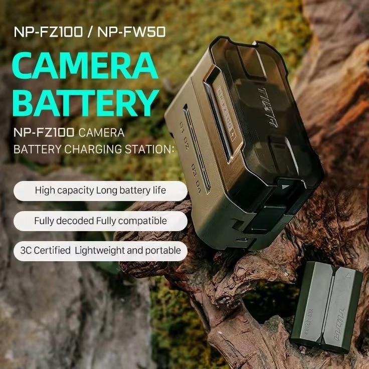 TILTA 2400mAh NPFZ100 Camera Battery Charger Case Set 4 Channel NPW235 / DMWBLK22 / ENEL15 / LPE6 Ca