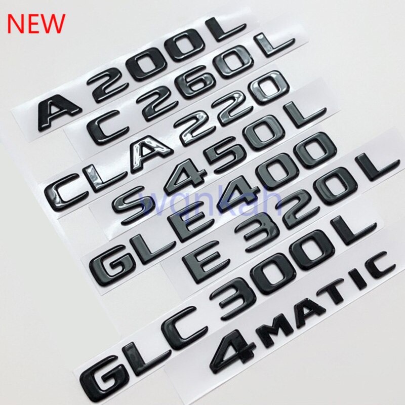 2024 ใหม่ Glossy สีดํา ABS รถด้านหลังป้ายสัญลักษณ์โลโก้สติกเกอร์สําหรับ W203 W204 W205 A200 CLA200 C