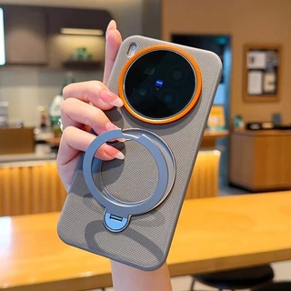 วงเล็บหมุนเคสโทรศัพท์แม่เหล็กสําหรับVivo X300 X200 X100 X100S Pro mini/Ultra X200S X100Sโลหะกรอบฝาครอบป้องกันHigh Endปุ่มโลหะอิสระเปลือก