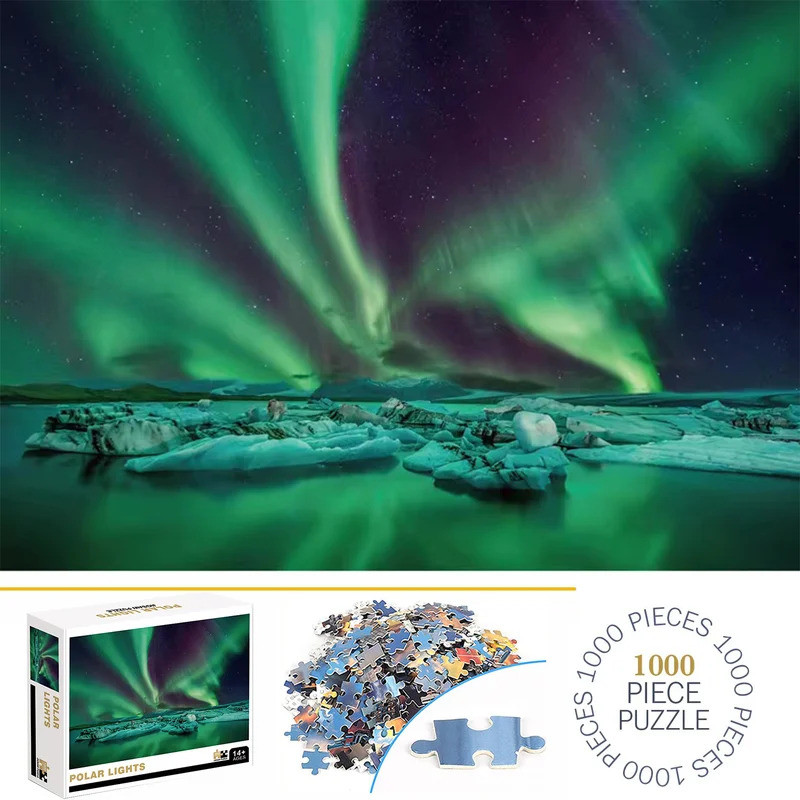 1000 Pieces Polar Lights Jigsaw Puzzles for Adults Home Decor Games Family Fun Floor Puzzles Educati