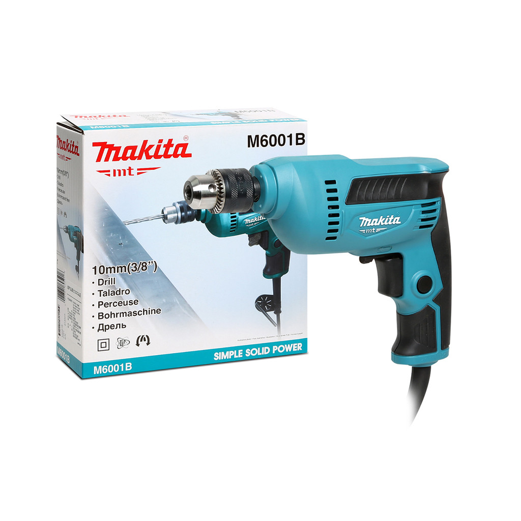 MAKITA สว่านไฟฟ้า ขนาด 3/8 นิ้ว กำลังไฟ 450 วัตต์ รุ่น M6001B ความเร็วรอบ 0-3000 รอบ/นาที ปรับรอบซ้า