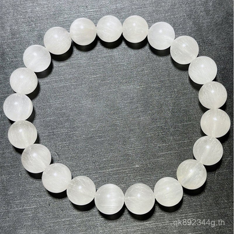 สร้อยข้อมือคริสตัลแท้พร้อมขนกระต่ายสีขาวธรรมชาติ 8K7J