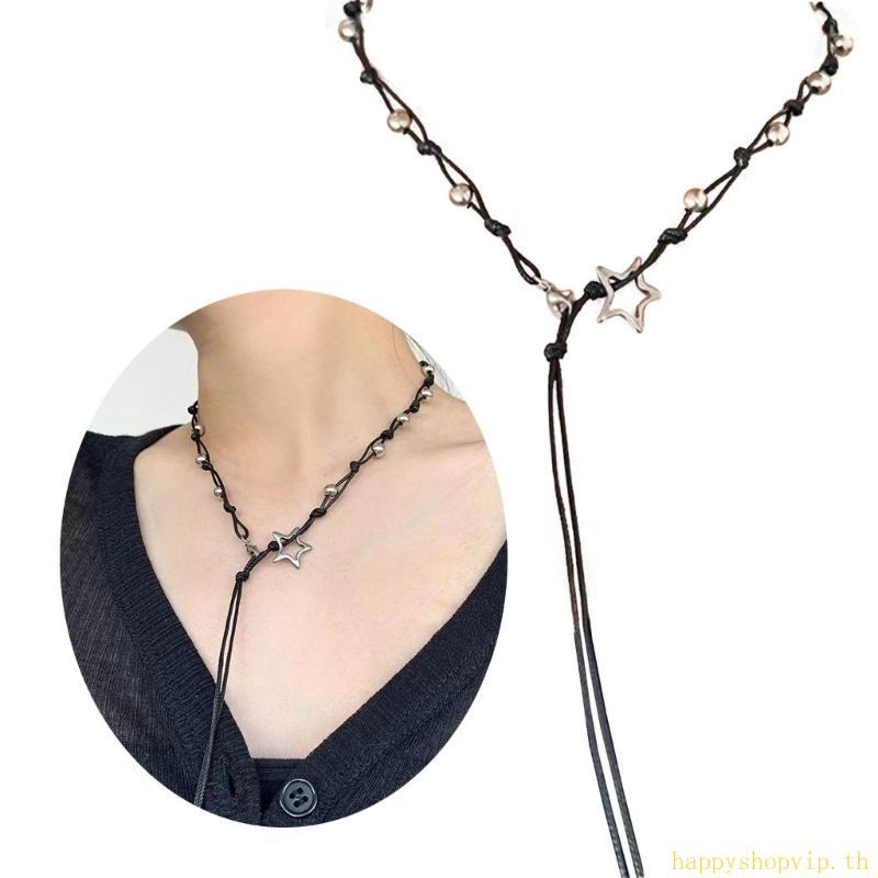 HSV สร้อยคอมีการออกแบบห้าจุดดาวและรอบลูกปัด สไตล์สำหรับผู้หญิง