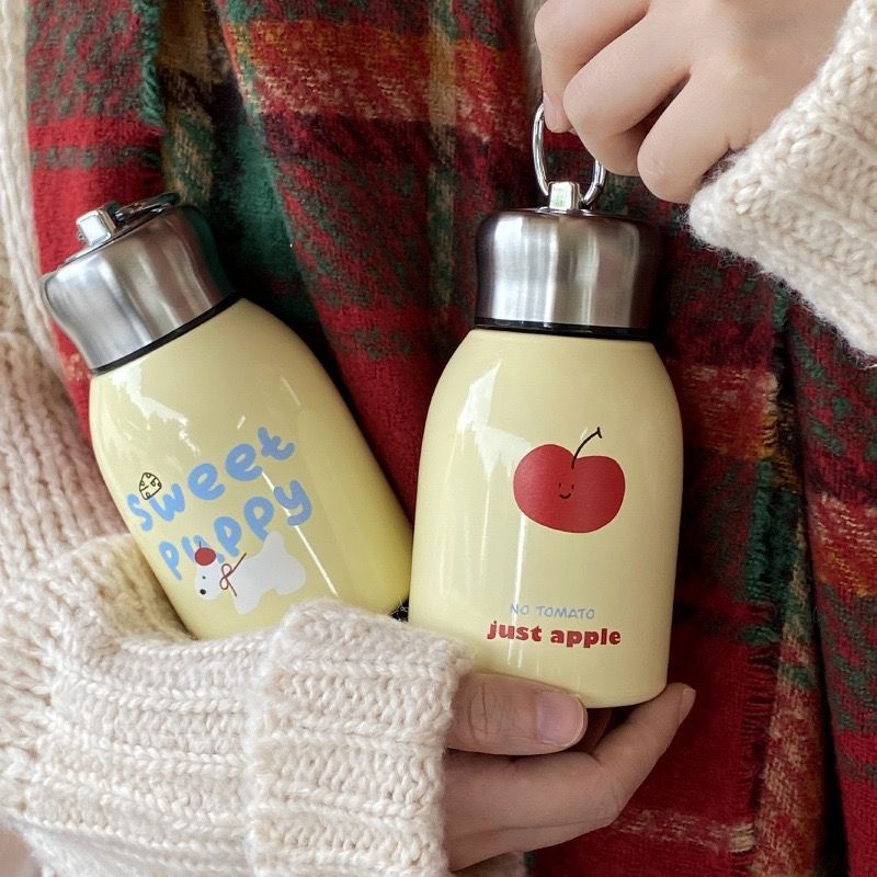 Ruide Shop สินค้ามาใหม่ < Thermos Cup << ถ้วยน้ํา < Apple Puppy Stainless Steel Girl Couple Portable