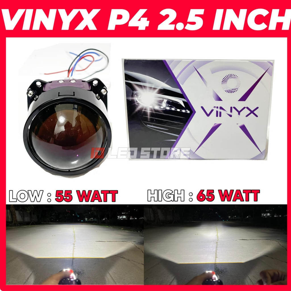 Bilined Vinyx P4 2.5 นิ้ว 60 วัตต์เลนส์สีม่วงแบนตัดรับประกัน 1 ปี Universal Car รถจักรยานยนต์ I1013