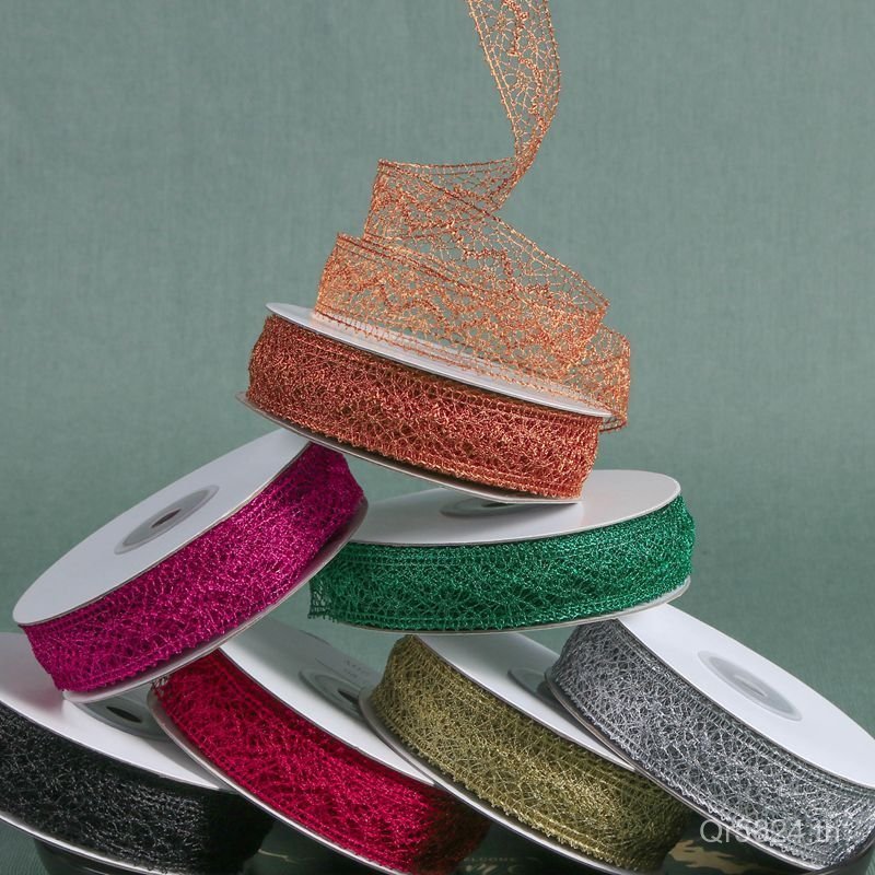 ตะขอขอบกลวงอบผ้าไหมทองเค้กวันเกิดบรรจุภัณฑ์อุปกรณ์ผมทําเองพร้อมกล่องของขวัญวัสดุถัก CABS