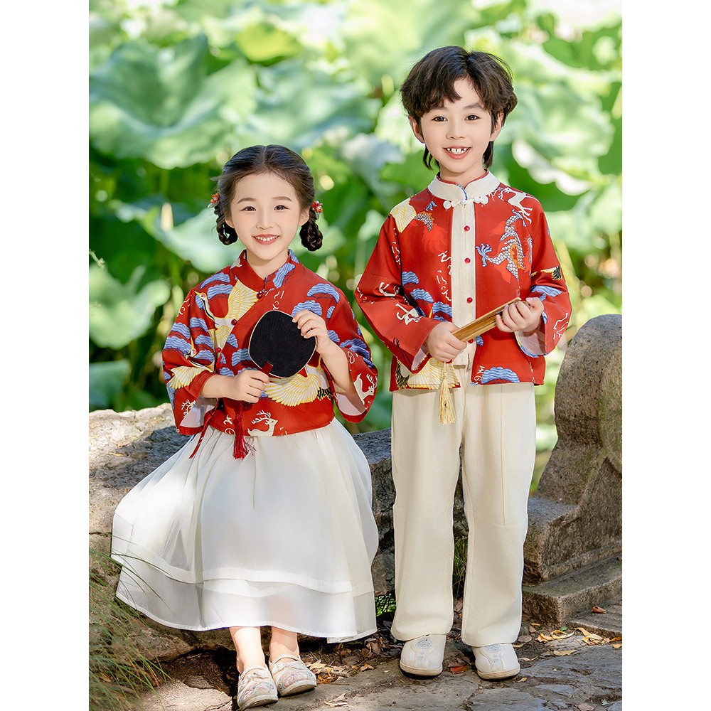 Hanfu ชุดแต่งกายประสิทธิภาพ แขนยาวแบบ Pingbu Qingyun เหมาะสำหรับเด็กและหญิงสาว ฤดูใบไม้ผลิและฤดูใบไม้ร่วง