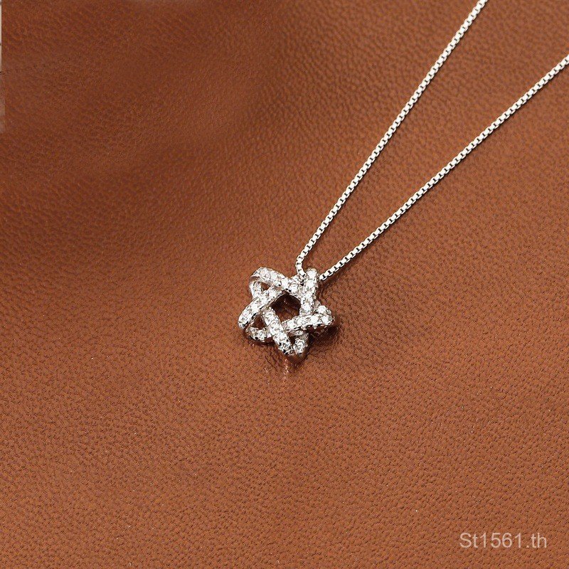Five-Pointed Star Hollow แขวน Zhen เพชรผู้หญิงสร้อยคอเงินสเตอร์ลิง Niche s925 High-End เงินหรูหรา St