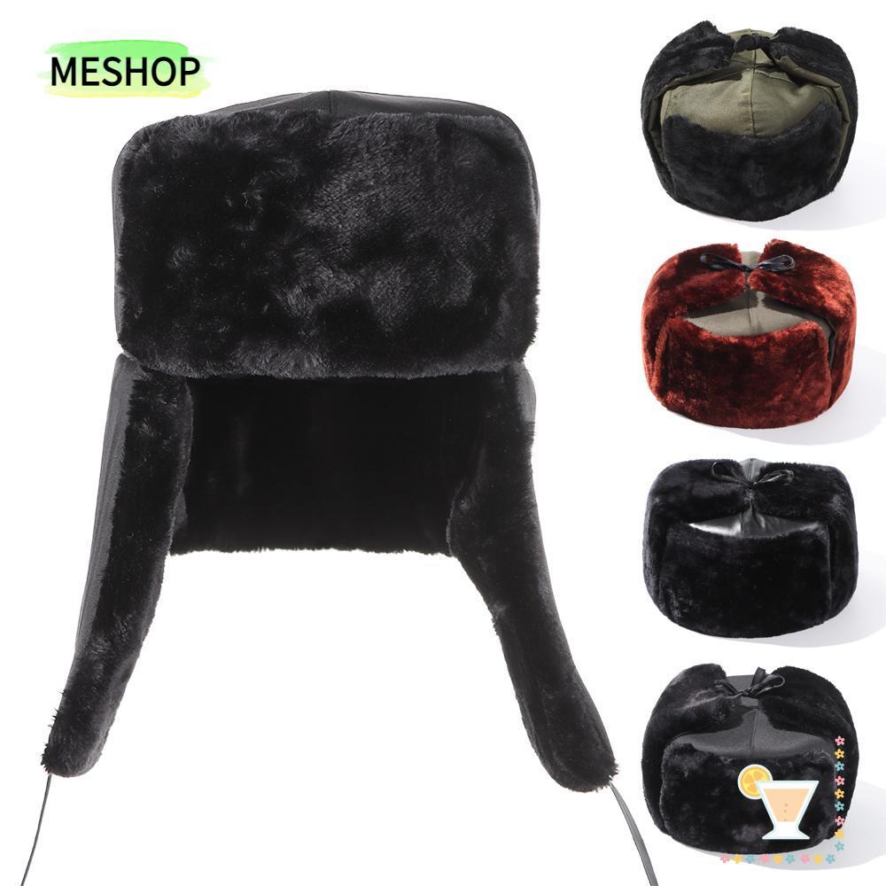 MESHOPTH Trapper Bomber Hats Women Bonnet Earflap Fur Ski Hat