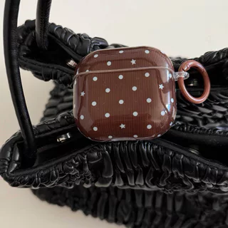 เกาหลีน่ารักสีน้ําตาลสีฟ้า Polka Dot หูฟังสําหรับ Apple Airpods Pro 2 3 4 ฝาครอบ Star จี้สําหรับ Airpod Pro3 ชุดหูฟัง Funda