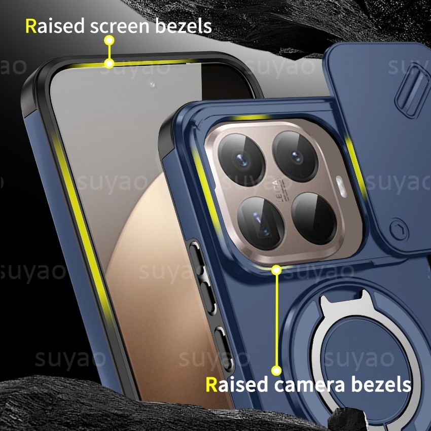 สําหรับ Xiaomi 15TPro 15T Pro 2025 เคสโทรศัพท์เกราะแหวนผู้ถือแม่เหล็กเลนส์ป้องกันกรณี Xiaomi15TPro Mi Mi15TPro XM กันกระแทกปกหลัง - รูปที่ 2