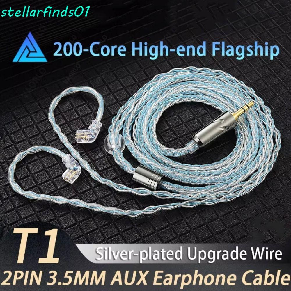 STELLARFINDS KZ สายหูฟัง,อัพเกรดสาย 0.75 มม.2Pin QKZ T1 หูฟัง,เปลี่ยน 8-Strand 3.5 มม.แจ็ค Silver Pl