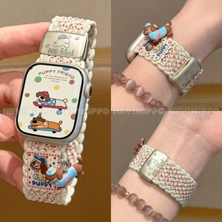 Dachshund จี้ออกแบบใช้งานร่วมกับ iWatch 11/SE3/10/9/8/7/6/5/4/3/2/1 ทอแม่เหล็ก Clasp Band เหมาะกับ 49/46/45/44/42/41/40/38 มม.