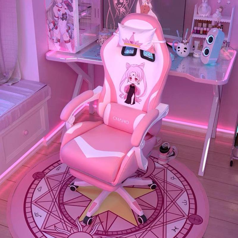 เก้าอี้ เก้าอี้เกมมิ่งน่ารัก Girls High-Appearance คอมพิวเตอร์ราคาถูกครบชุด One Set Gaming Table Cha