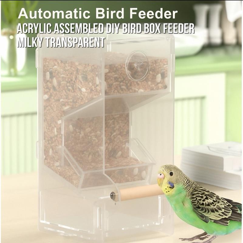 YEE DIY Bird Feeder อะคริลิคอาหาร Solitaire Dispenser ปศุสัตว์ Feed Anti-Sill อัตโนมัติโปร่งใสขนาดให