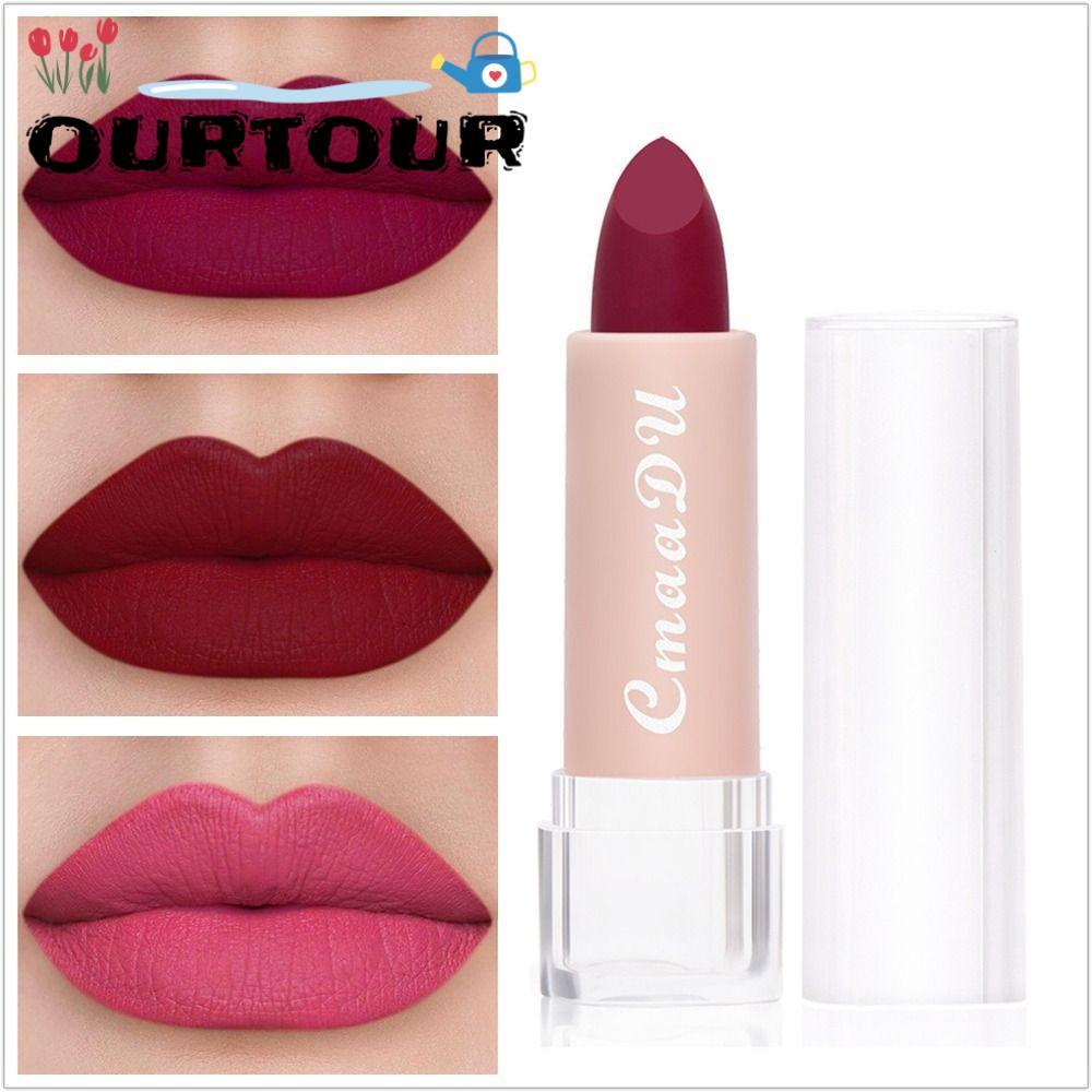 URTOUR ลิปสติกเนื้อแมท, ถ้วยไม่ติดไม่ซีดจางสีแดงลิปสติ๊ก, เครื่องสําอางลิปสติกกํามะหยี่กันน้ําติดทนนานผู้หญิง