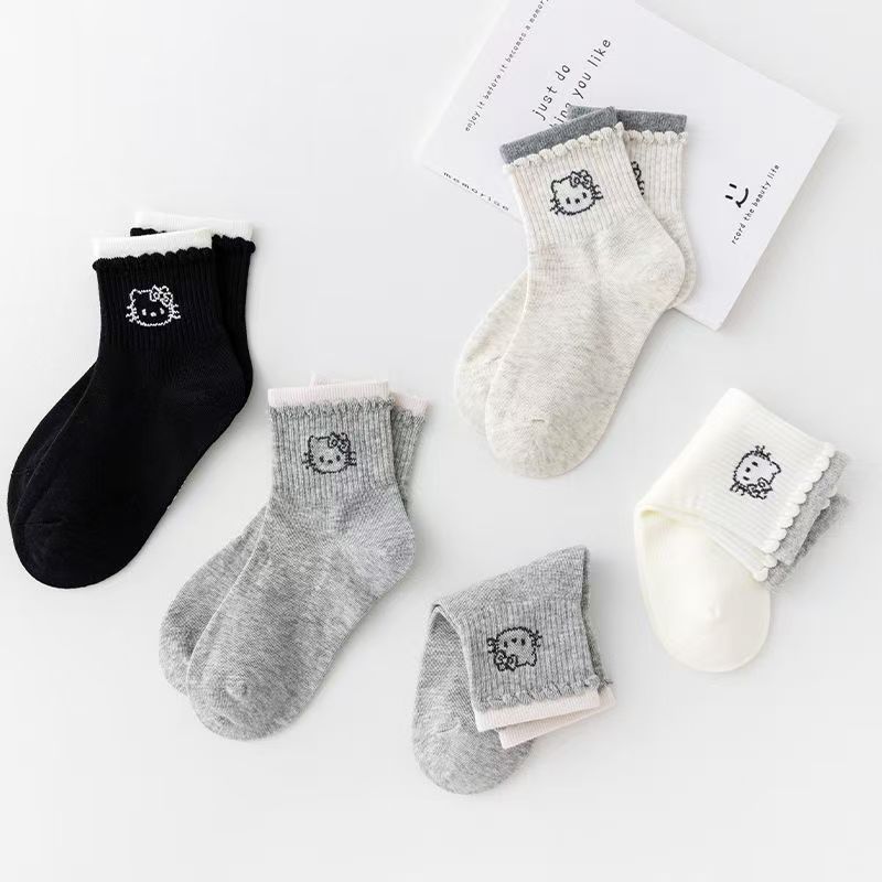 5 คู่สาวถุงเท้าฤดูหนาวเด็กสไตล์เกาหลี อิน การ์ตูน เคที ลูกไม้เจ้าหญิงน่ารักฤดูใบไม้ผลิ มิดครูว์ นักเรียน - รูปที่ 2